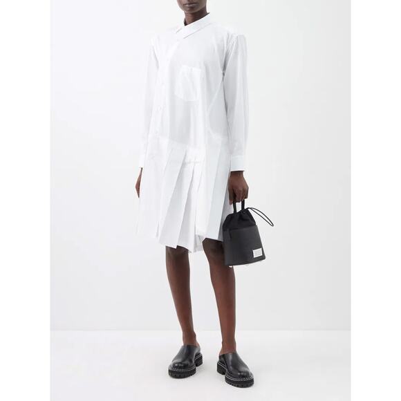 Comme des Garcons Asymmetrical Pleated Midi Shirt Dress Size S - Picture 1 of 10
